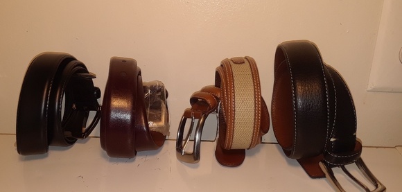 4 Joseph A Bank Genuine Leather Belts size 34 - Picture 3 of 7
